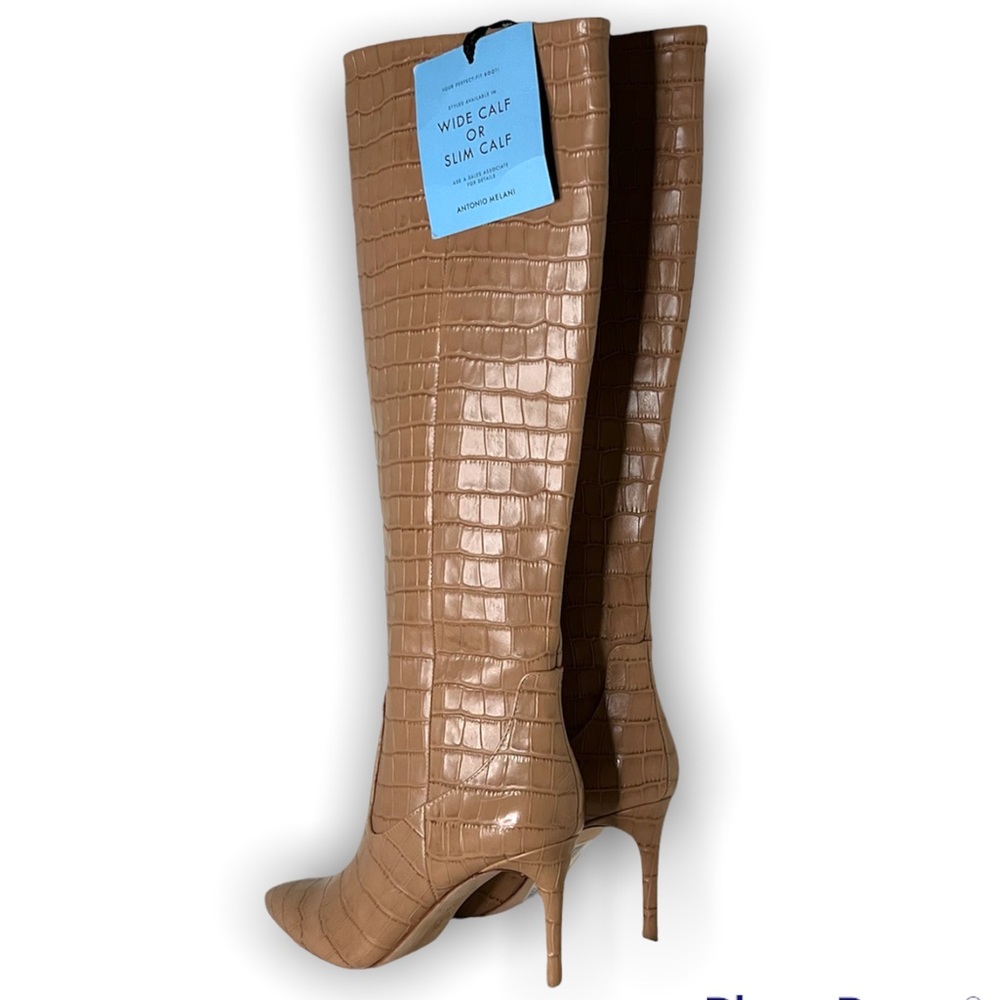 Antonio Melani Tall Leather Croc Pattern Boots Size 6